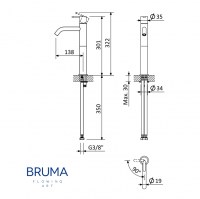 MEDIDAS MONOMANDO ALTO PARA LAVABO LEAF BRUMA